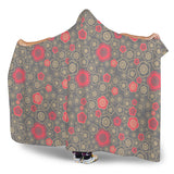 Red Gold Sakura Cherry Blossom Gray Background Hooded Blanket