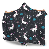 Unicorn Rainbows Moon Clound Star Pattern Hooded Blanket
