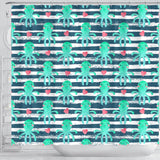 Cute Octopuses Heart Striped Background Shower Curtain Fulfilled In US