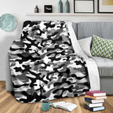 Black White Camo Camouflage Pattern Premium Blanket