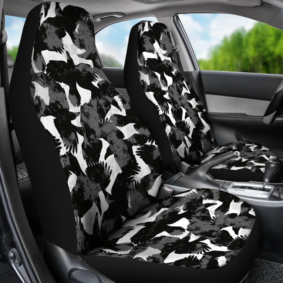 Crow Illustration Pattern Universal Fit Car Seat Covers