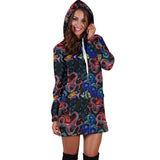 Octopus Sea Wave Tropical Fishe Pattern Women'S Hoodie Dress