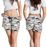 Mustache Beard Pattern Print Design 02 Women Shorts
