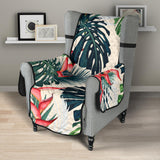 heliconia flowers, palm and monstera leaves Chair Cover Protector