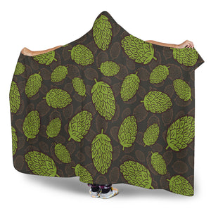 Hop Pattern Black Background Hooded Blanket