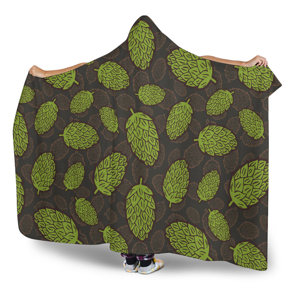 Hop Pattern Black Background Hooded Blanket