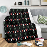 Deer Christmas New Year Pattern Argyle Premium Blanket