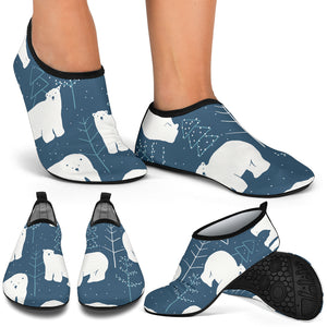 Polar Bear Mother Her Child Pattern Aqua Shoes