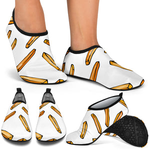 French Fries Potato Pattern Aqua Shoes