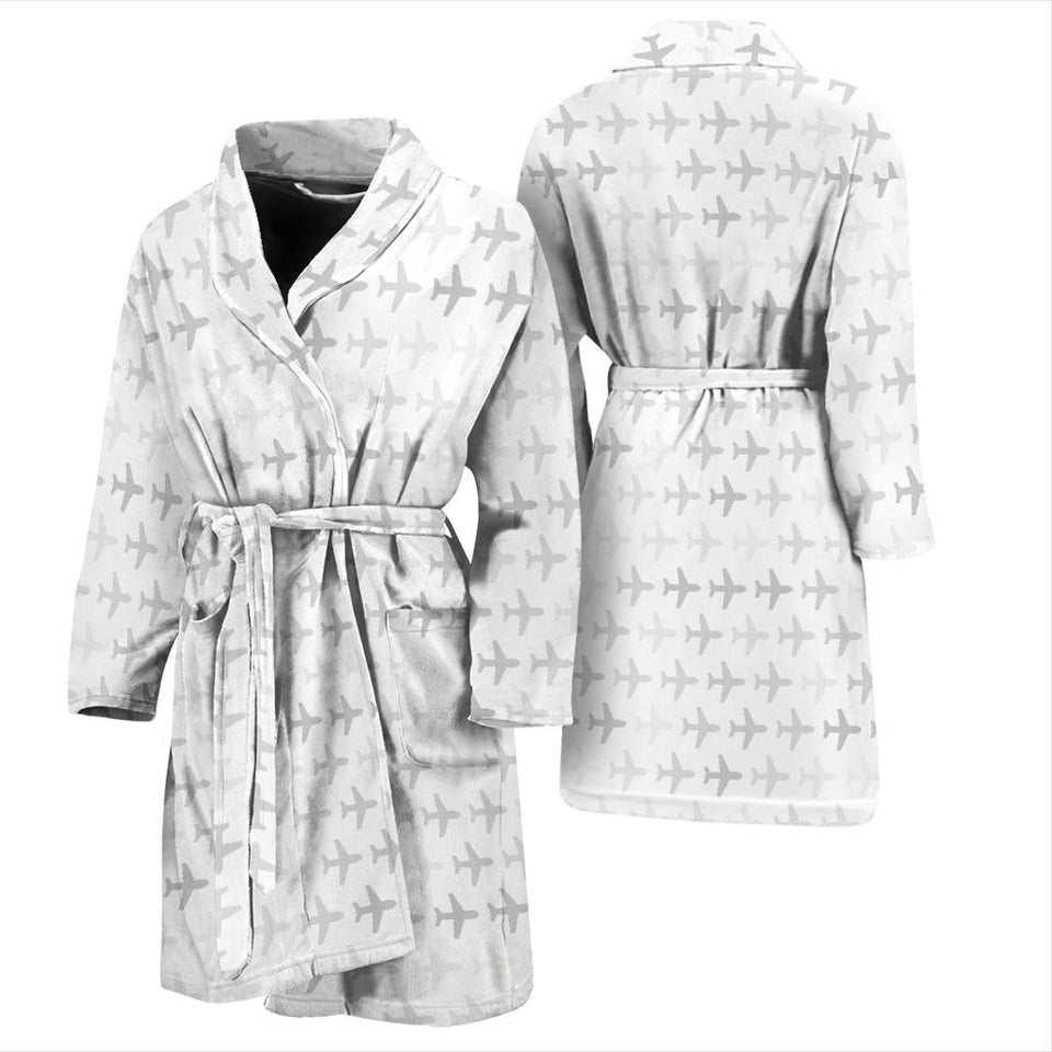 Airplane Print Pattern Men'S Bathrobe