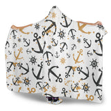 Anchors Rudders Pattern Hooded Blanket