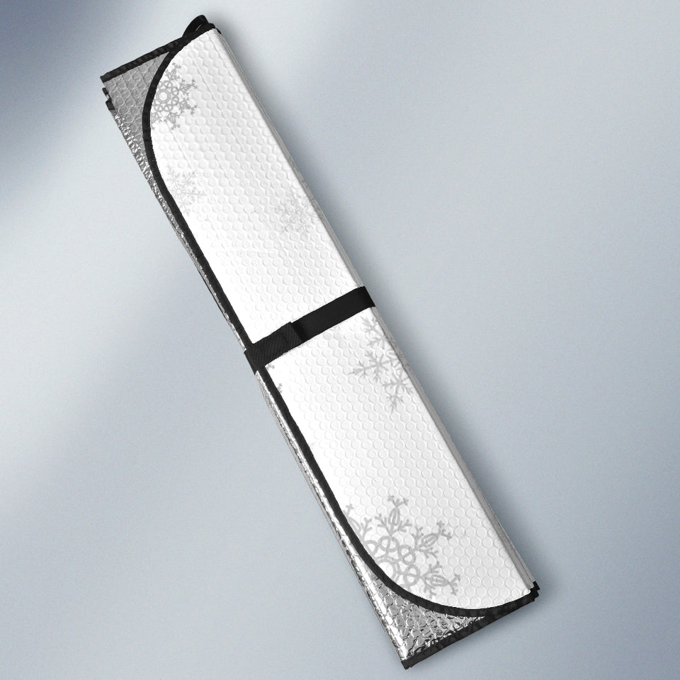 Snowflake Pattern White Background Car Sun Shade