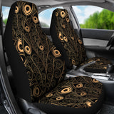 Gold Peacock Feather Pattern  Universal Fit Car Seat Covers