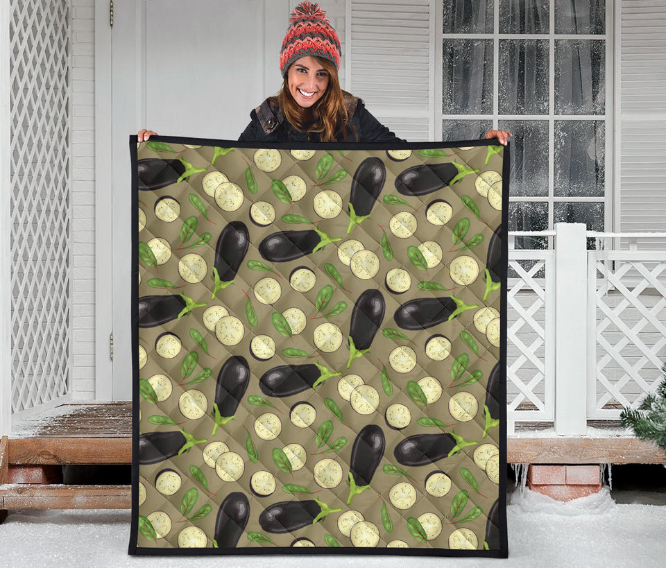 Eggplant Pattern Print Design 02 Premium Quilt