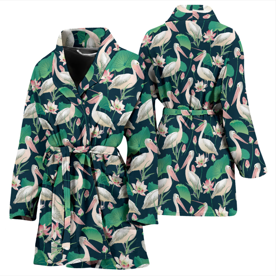 Pelican Pattern Print Design 03 Women's Bathrobe