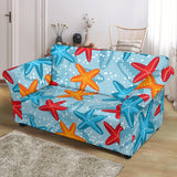 Blue Red Orange Starfish Pattern Loveseat Couch Slipcover