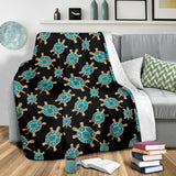 Sea Turtle Blue Stone Pattern Premium Blanket