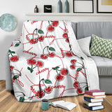 Hand Drawn Cherry Pattern Premium Blanket