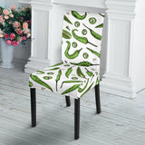 Hand Drawn Sketch Style Green Chili Peppers Pattern Dining Chair Slipcover
