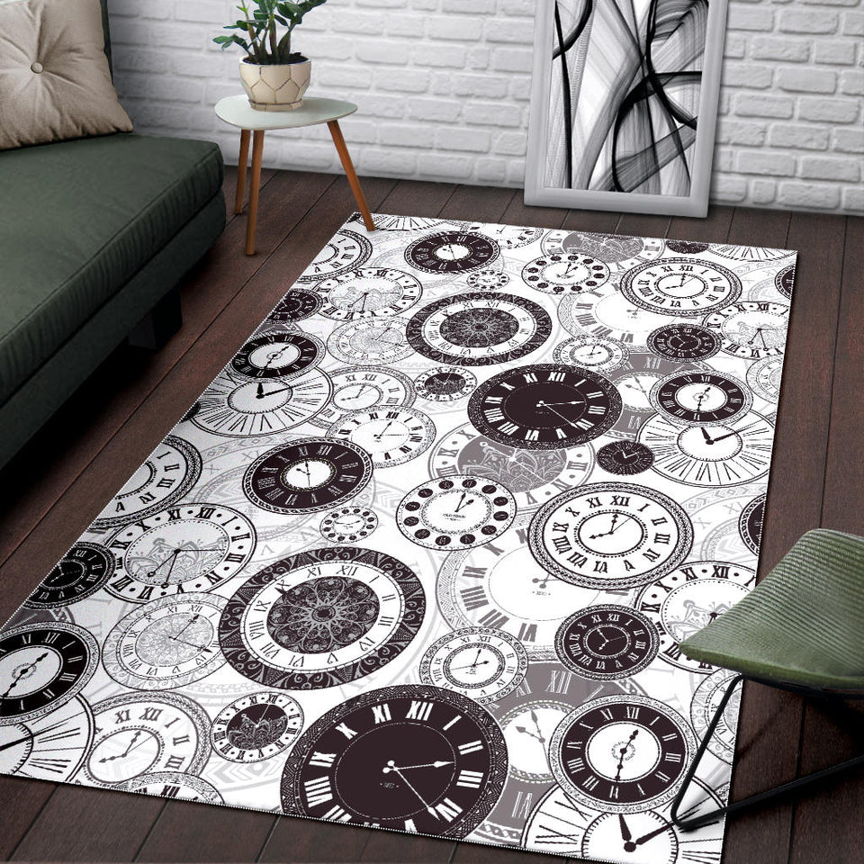 Classic Vintage Clock Pattern Area Rug