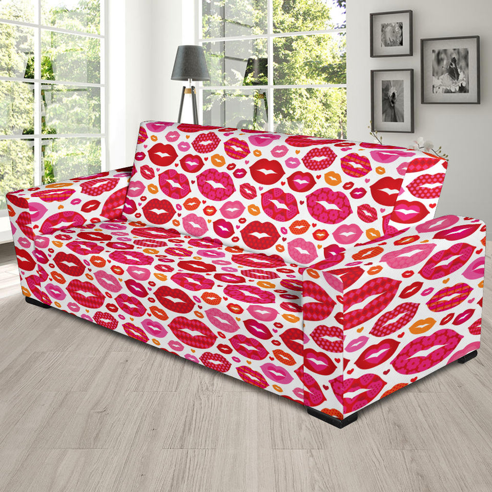 Lips Pattern Print Design 01 Sofa Slipcover