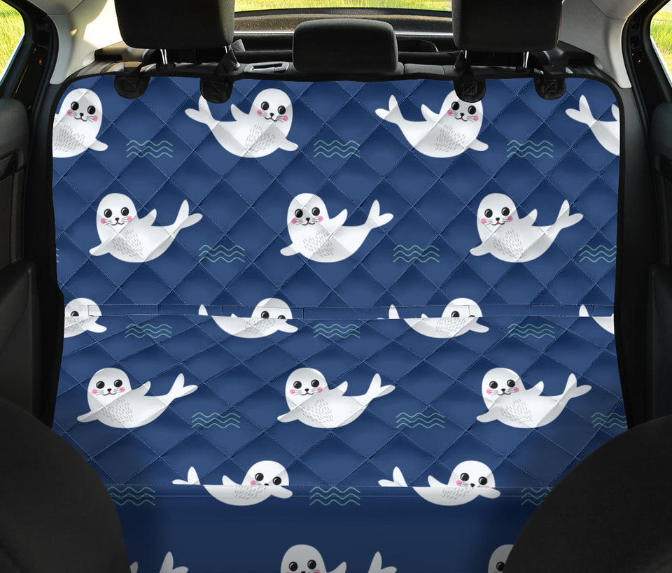 Cute White Baby Sea Lion Seal Pattern Dog Car Seat Covers