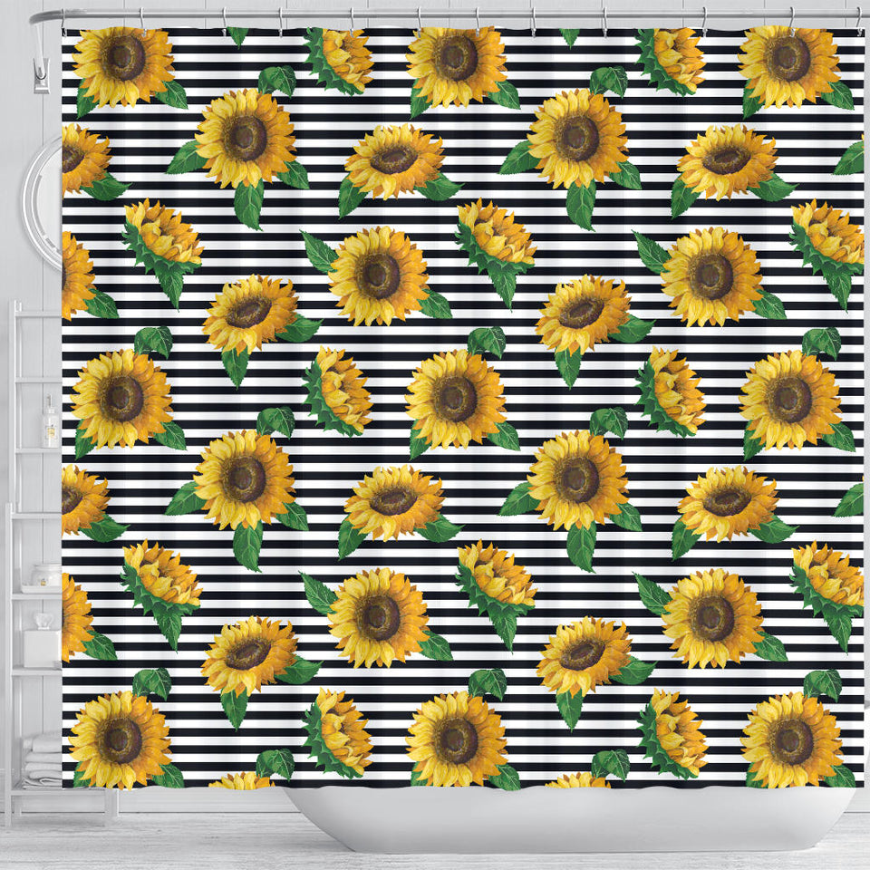 Sunflowers Ribbon Background Shower Curtain Fulfilled In US