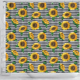 Sunflowers Ribbon Background Shower Curtain Fulfilled In US