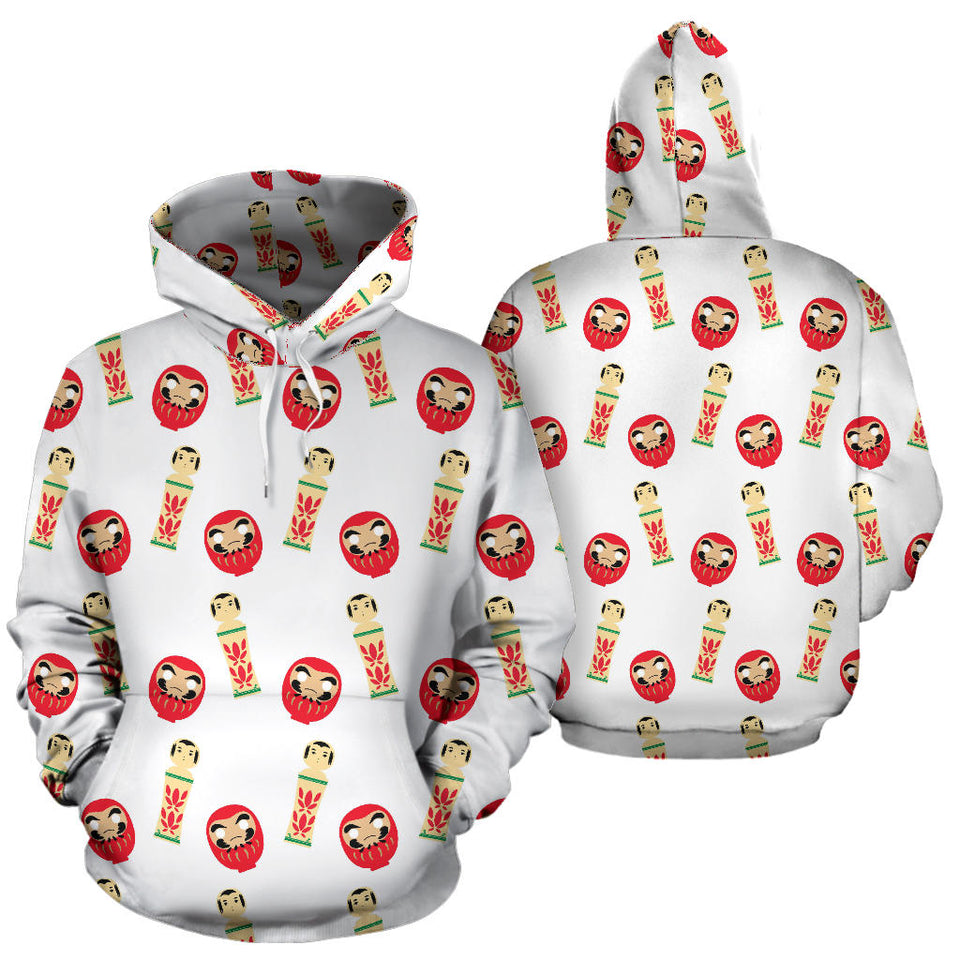 Daruma Japanese Wooden Doll Men Women Pullover Hoodie