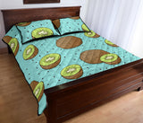 Kiwi blue background Quilt Bed Set