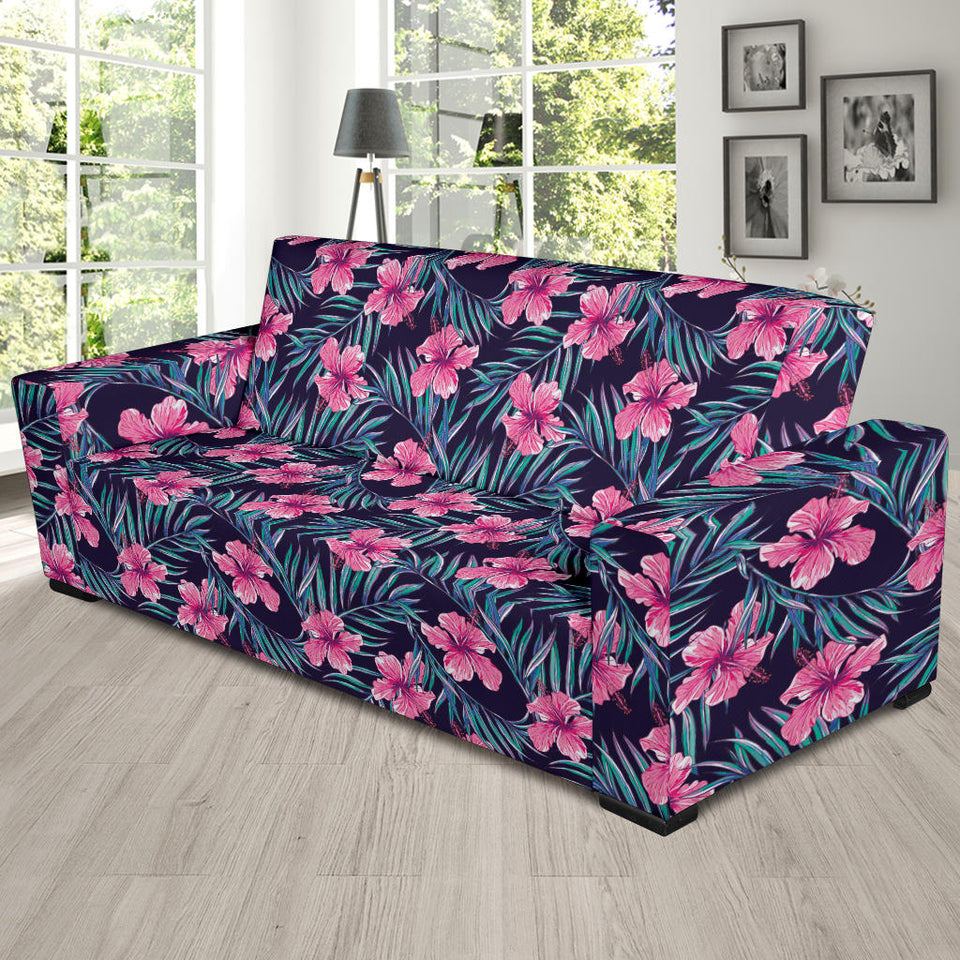 Hibiscus Pattern Print Design 05 Sofa Slipcover