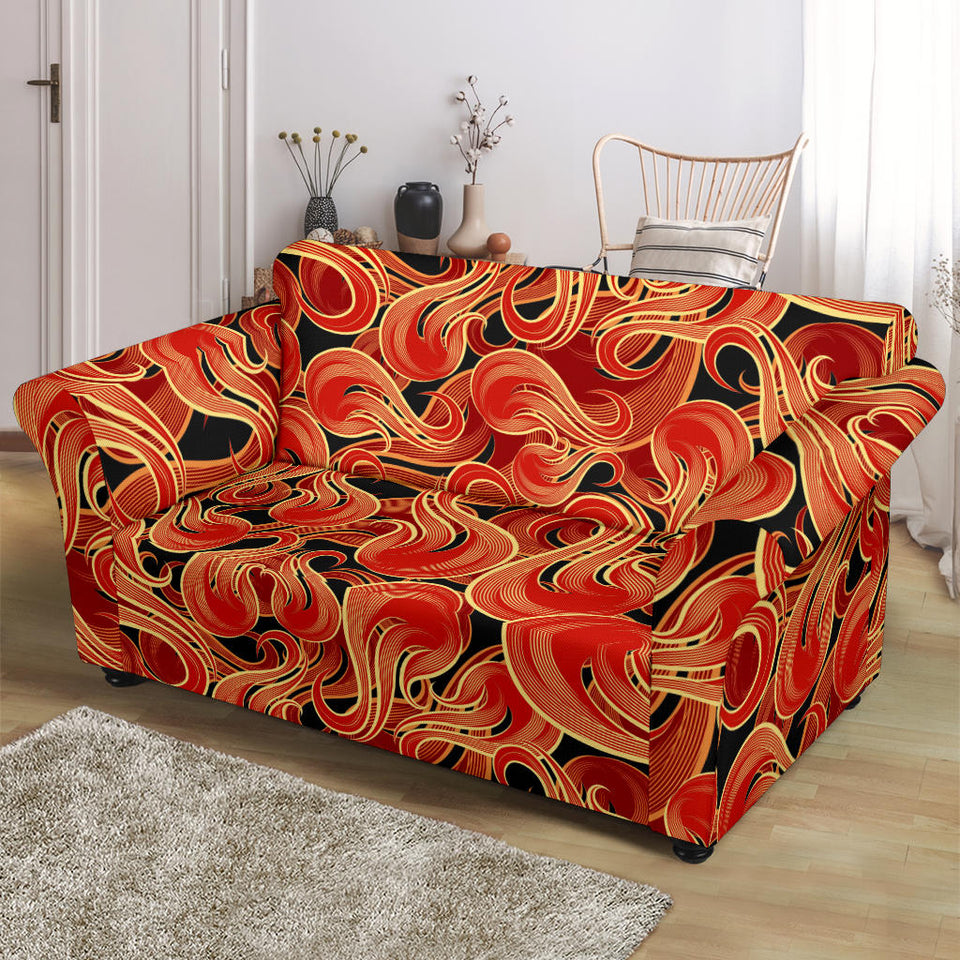 Fire Flame Pattern Loveseat Couch Slipcover