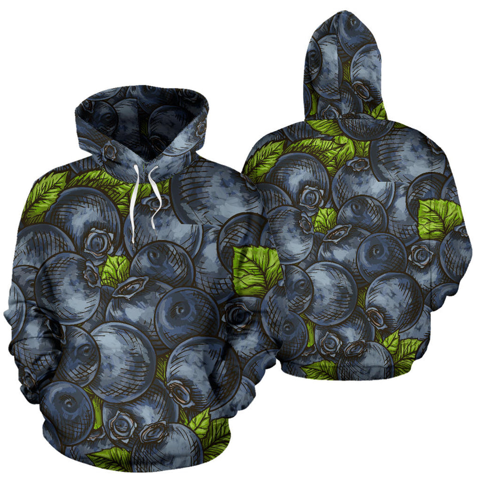 Blueberry Pattern Men Women Pullover Hoodie