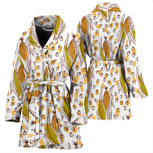 Corn Pattern Print Design 02 Women's Bathrobe