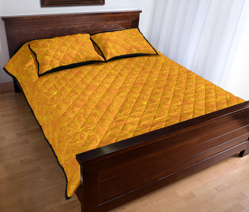 Orange traditional indian element pattern Quilt Bed Set