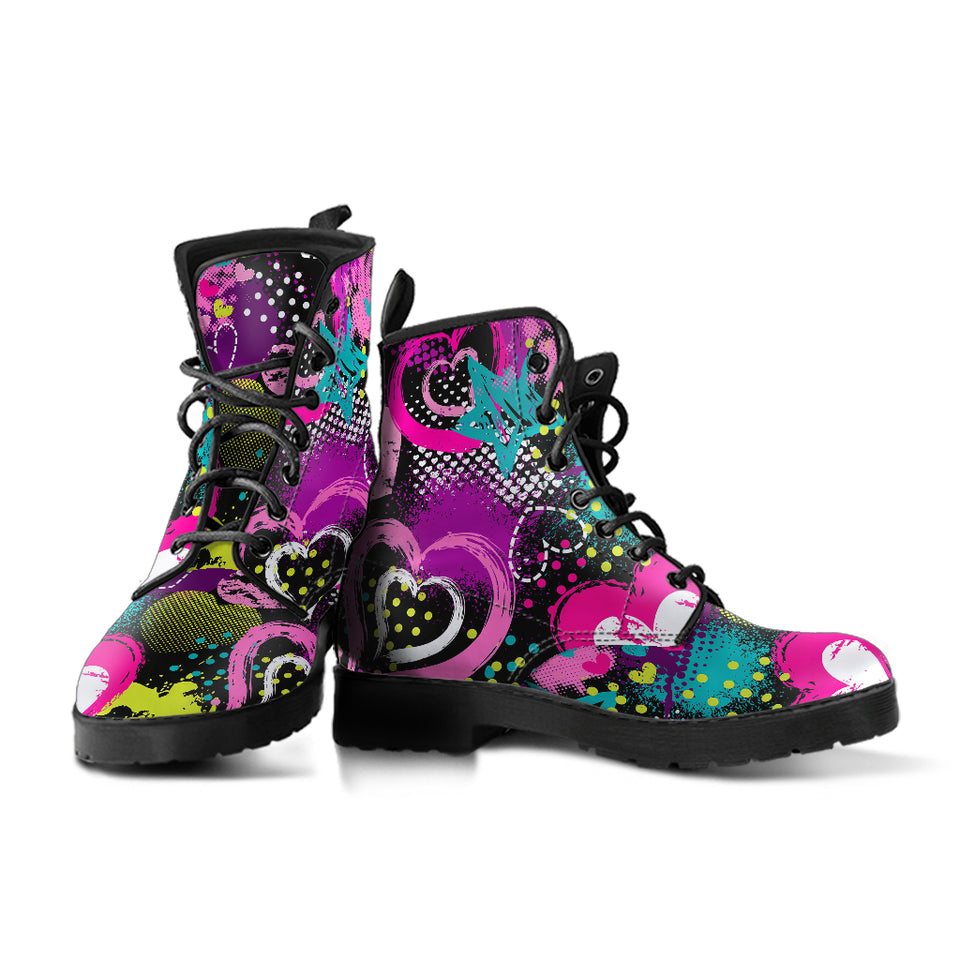 Heart Dot Wave Star Creative Design Pattern Leather Boots