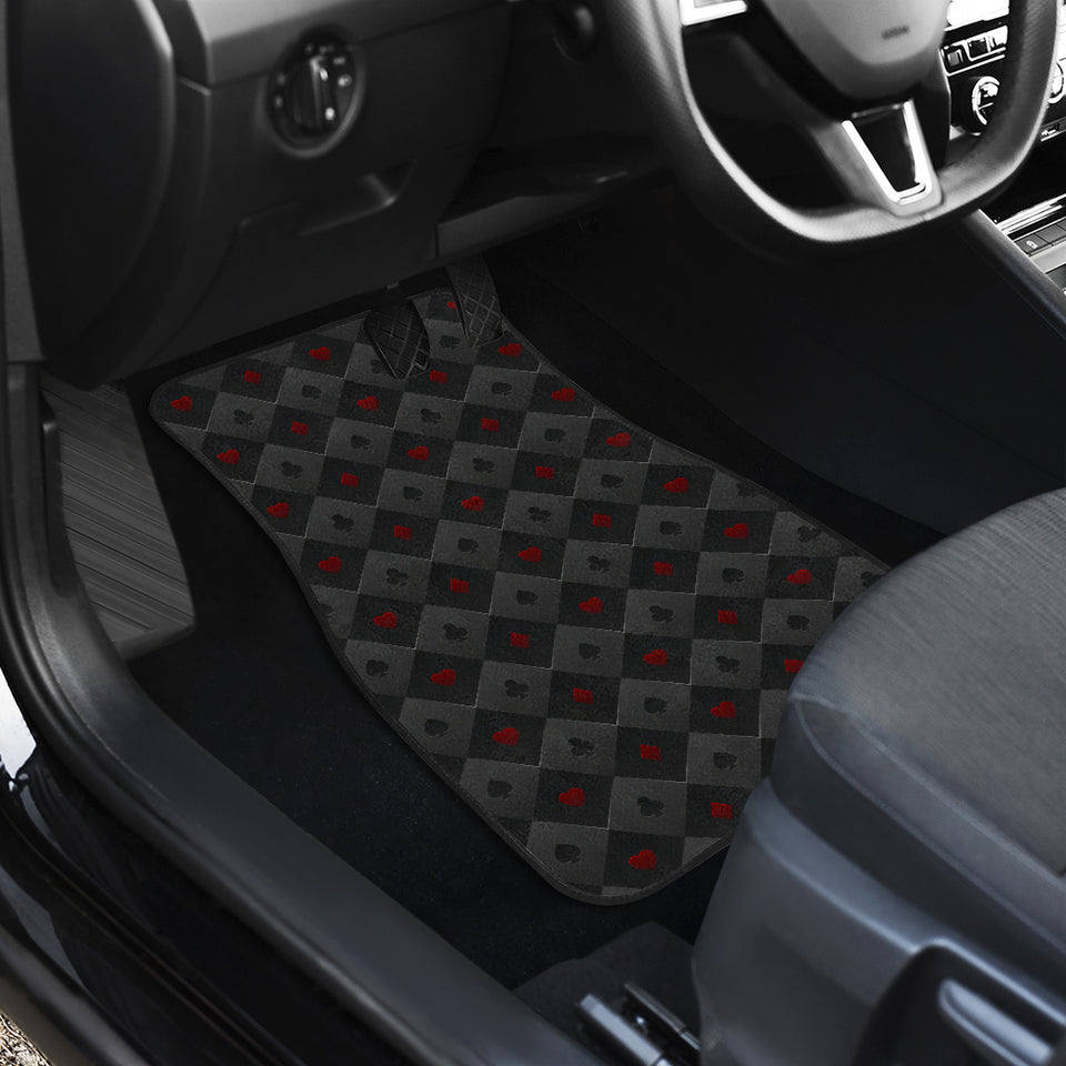 Casino Cards Suits Pattern Print Design 05 Front Car Mats