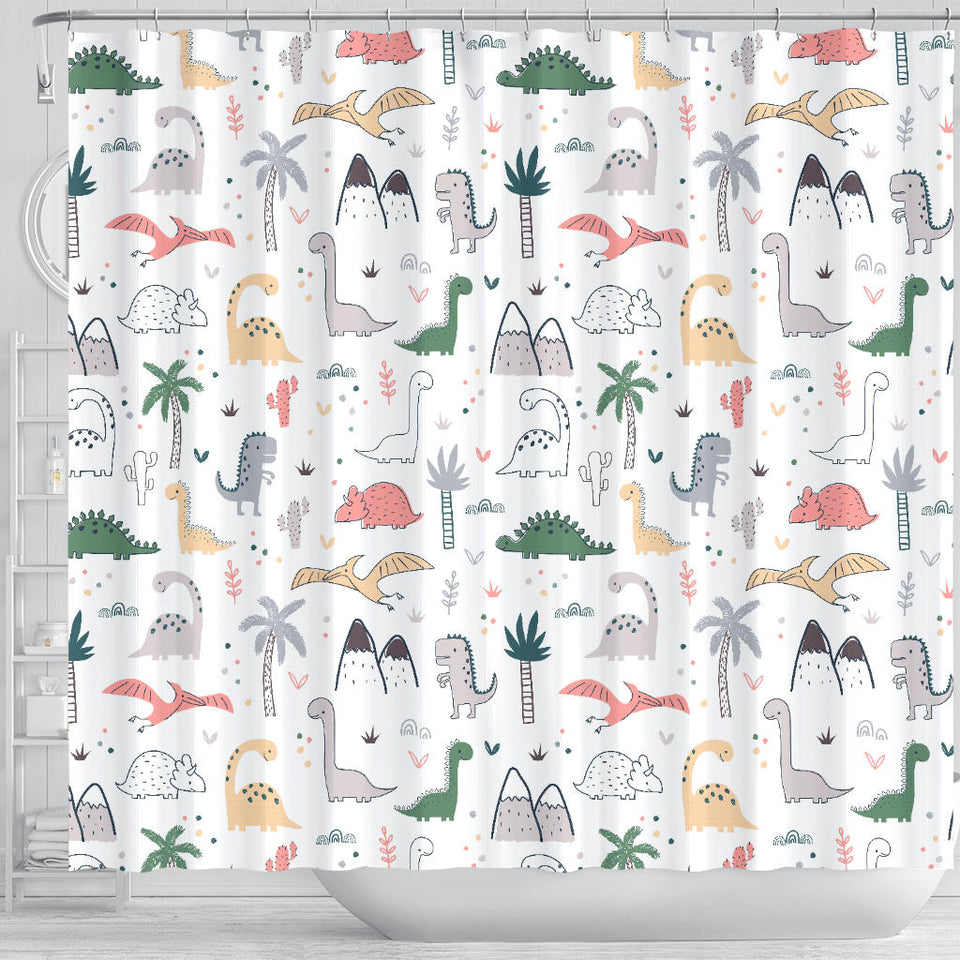 Cute Cartoon Dinosaurs Tree Pattern Shower Curtain Fulfilled In US