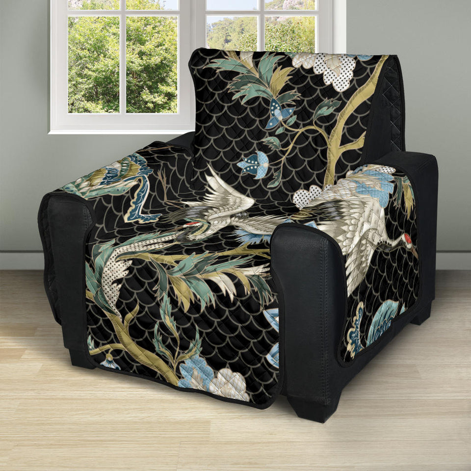 Japanese crane ornament elements Recliner Cover Protector