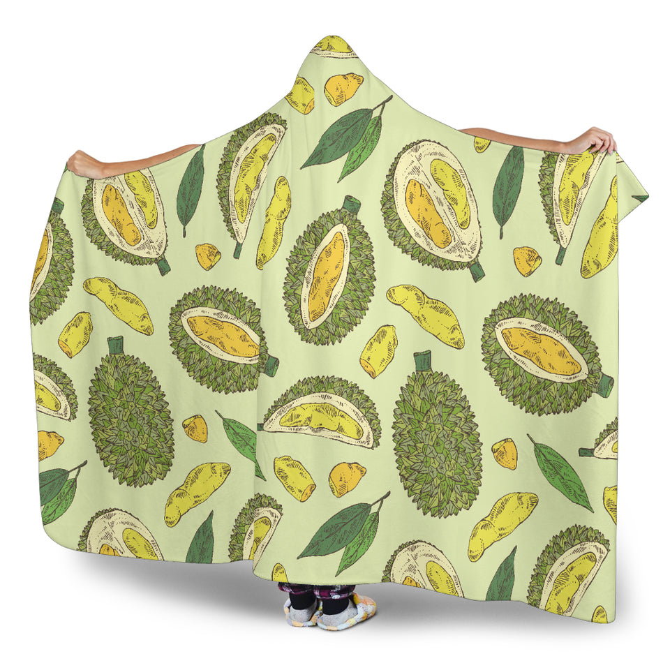 Durian Leaves Pattern Background Hooded Blanket