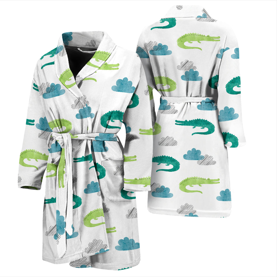 Watercolor Crocodile Pattern Men'S Bathrobe