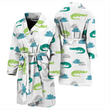 Watercolor Crocodile Pattern Men'S Bathrobe