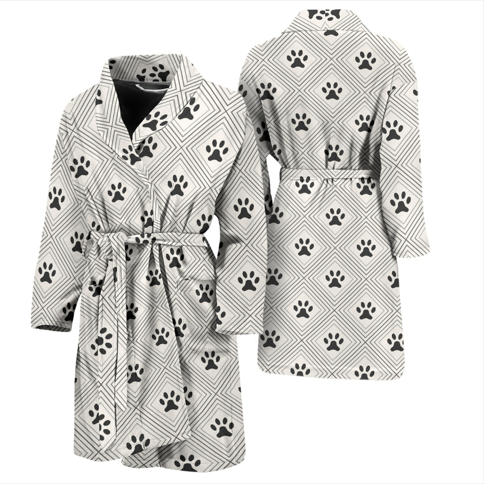 Dog Paws Pattern Print Design 03 Men's Bathrobe