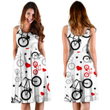 Bicycle Pattern Print Design 04 Sleeveless Midi Dress