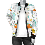 Cute Funny Kids Dinosaurs Pattern Women'S Bomber Jacket
