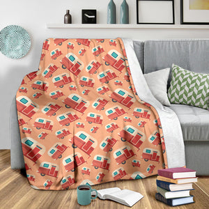 Camper Van Pattern Print Design 03 Premium Blanket