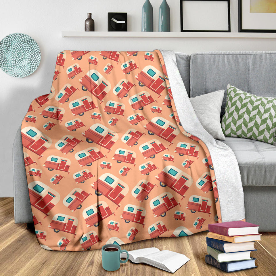 Camper Van Pattern Print Design 03 Premium Blanket