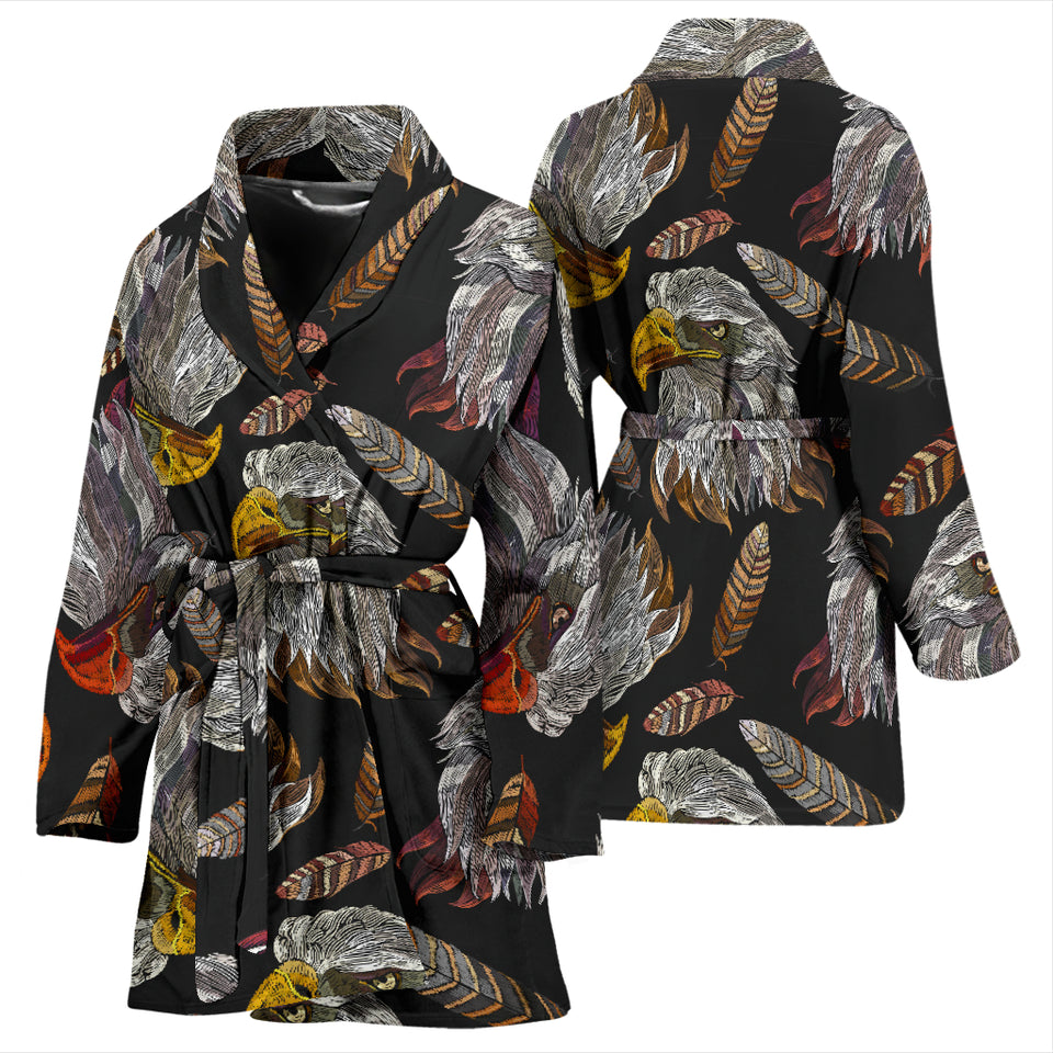 Eagle Pattern Print Design 05 Women's Bathrobe