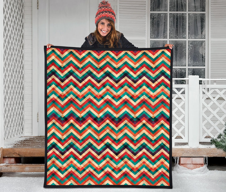 Zigzag  Chevron Colorful Pattern Premium Quilt
