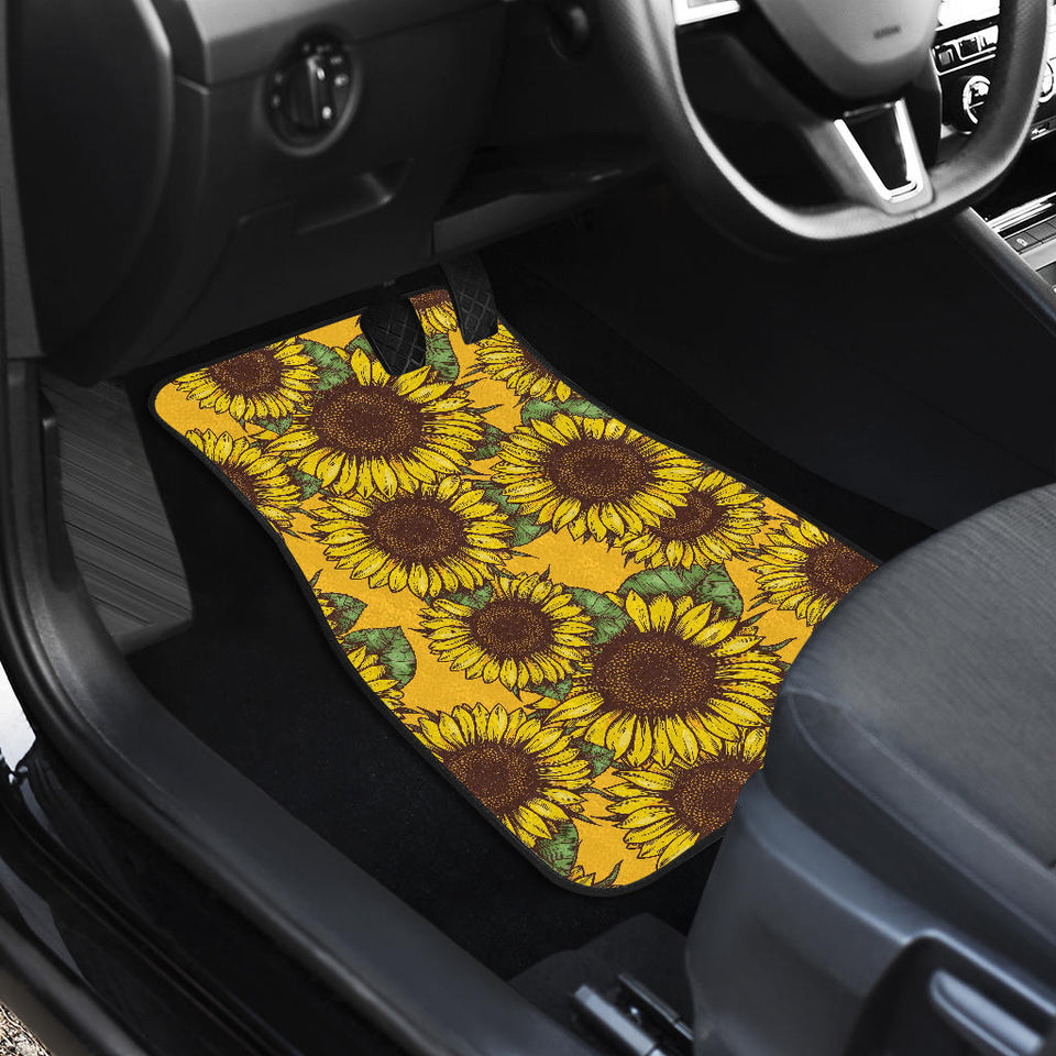 Sunflower Pattern Front And Back Car Mats